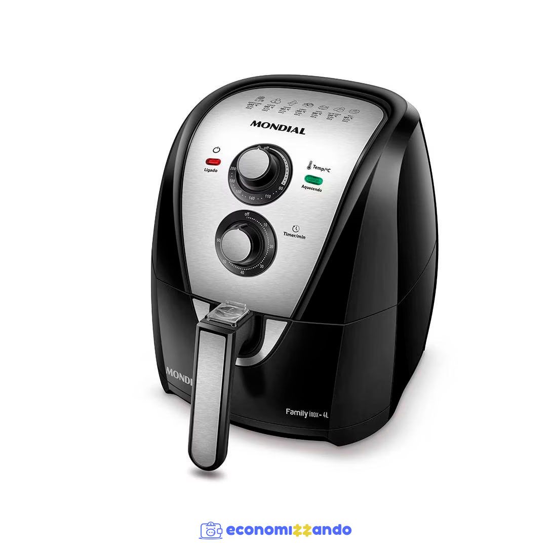 Fritadeira Elétrica Air Fryer Mondial AFN40BI 4L Inox/Preta 220V