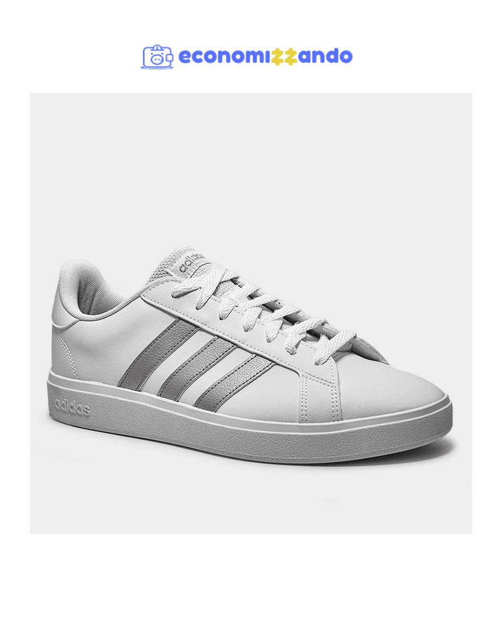 Tênis Adidas Grand Court Base Feminino - Branco+prata