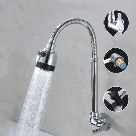 Inox Prata Torneira Com Chuveiro Com Rotação De 360° Cozinha Luxo Parede