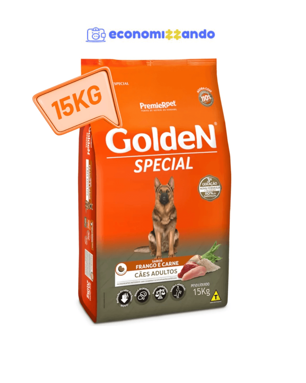 Ração Golden Special para Cães Adultos – Sabor Carne e Frango – 15kg