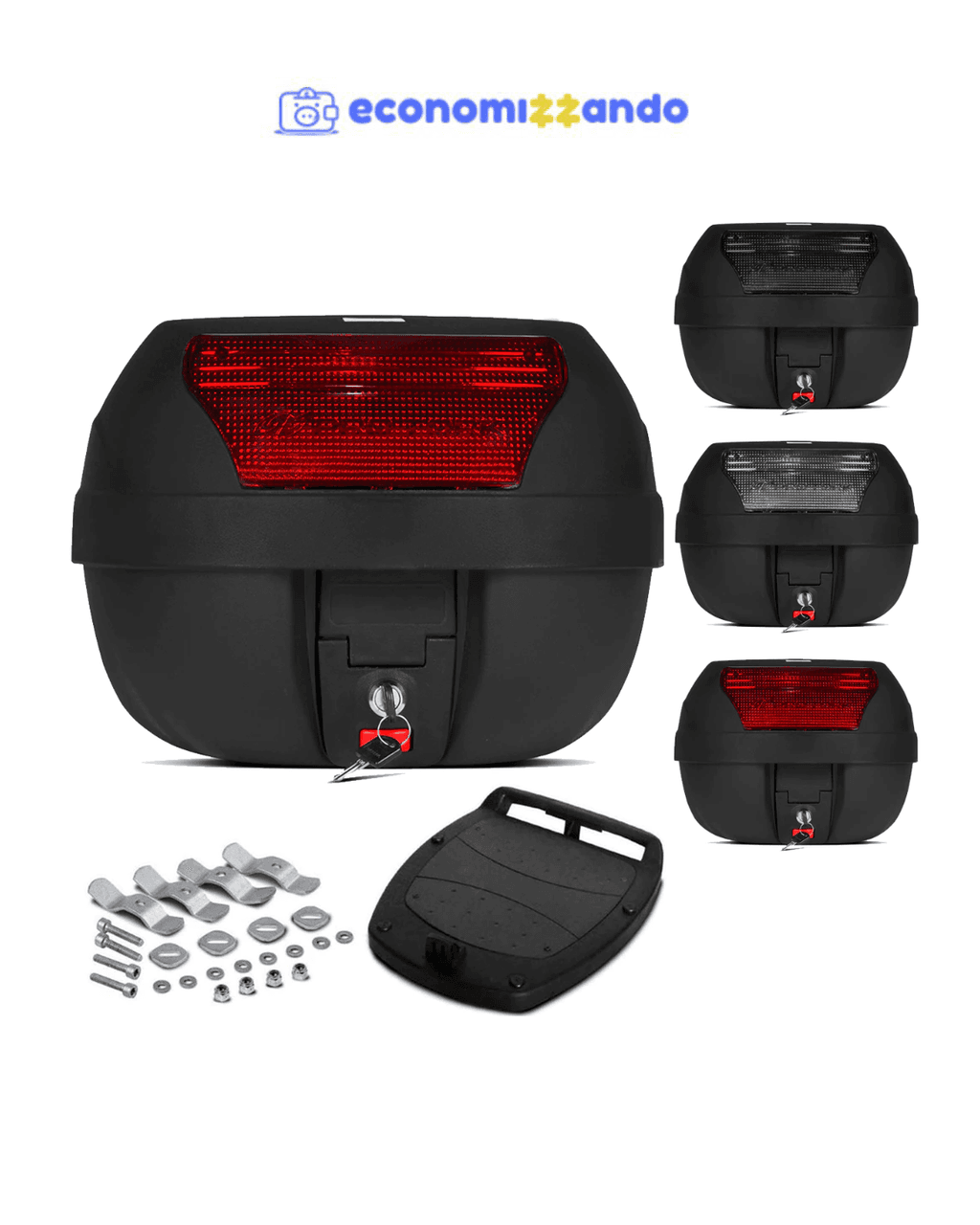Baú Bauleto Moto Smartbox Pro Tork 28 Litros Conjunto Fixação