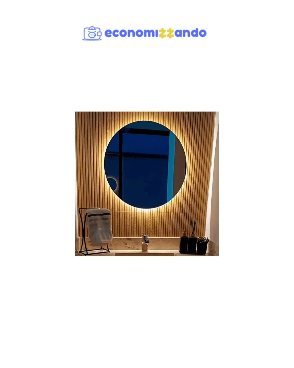 Espelho de vidro Led Grande 60cm Redondo com Para Maquiagem Sala Quarto e Penteadeira - Envio Imediato