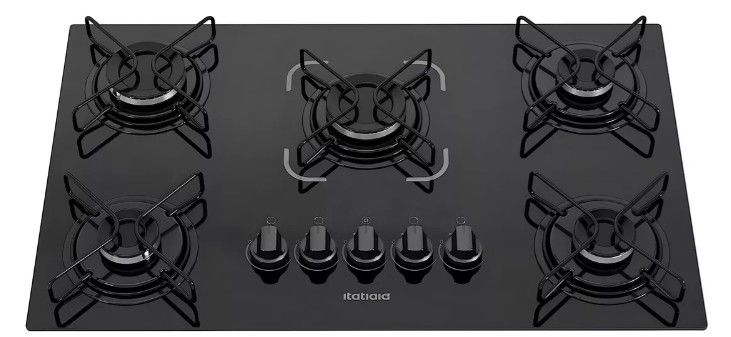 Cooktop a gás Itatiaia Preto 5 Bocas Essencial Bivolt 127V/220V 620CT50153