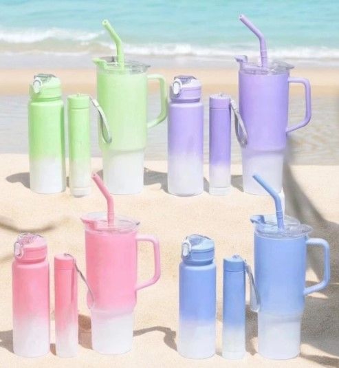 Kit 3 Garrafa Copo Tendência Agua Squeeze Com Adesivos Lembretes para beber água