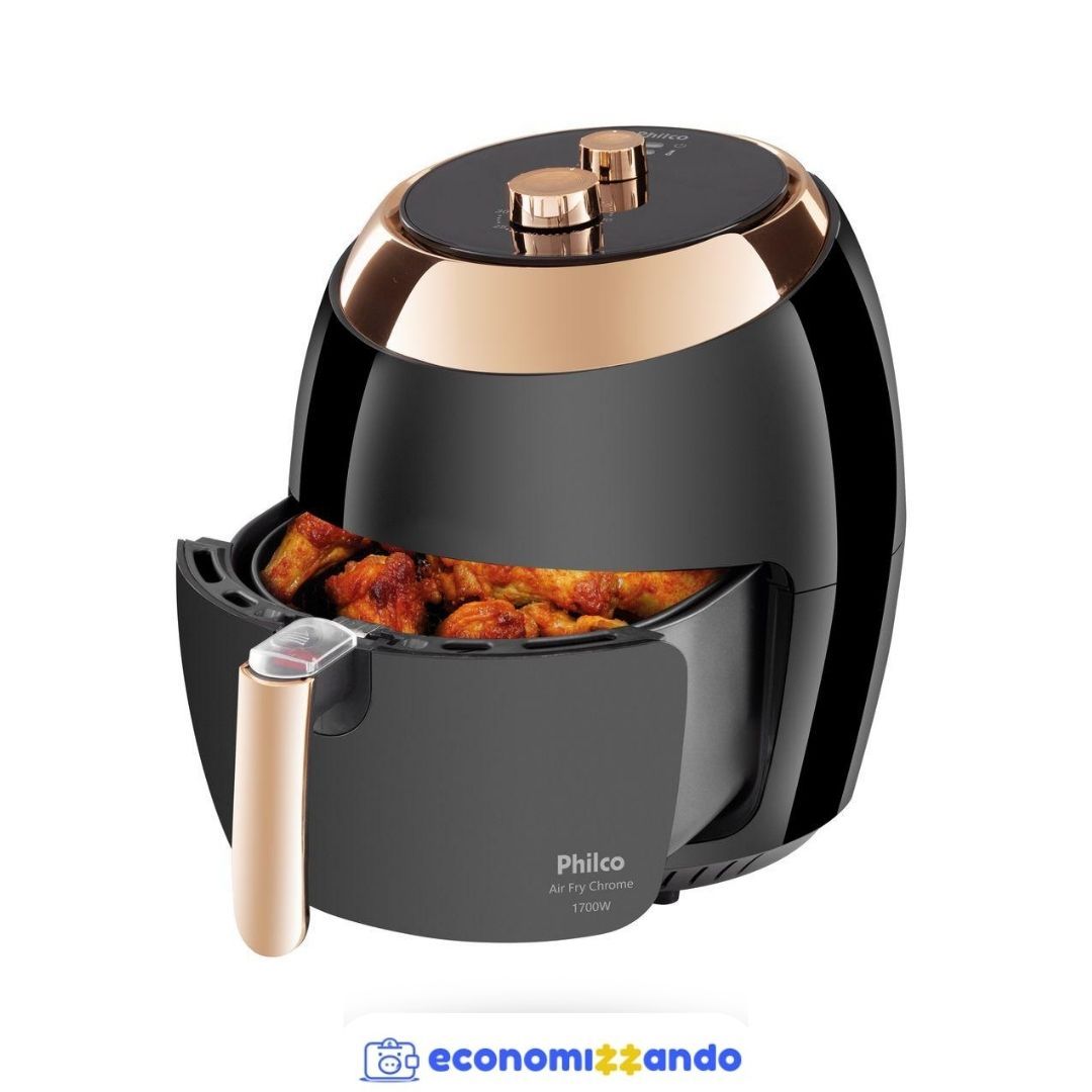 Fritadeira Air Fryer Philco Chrome 5,5 Litros Preta Economizzando