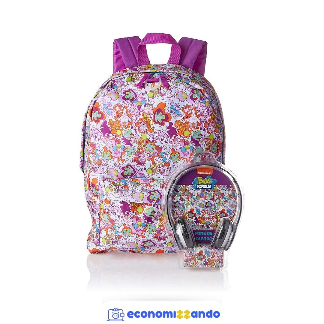 Mochila com Fone de Ouvido, DMW Bags, Bob Esponja, 10965