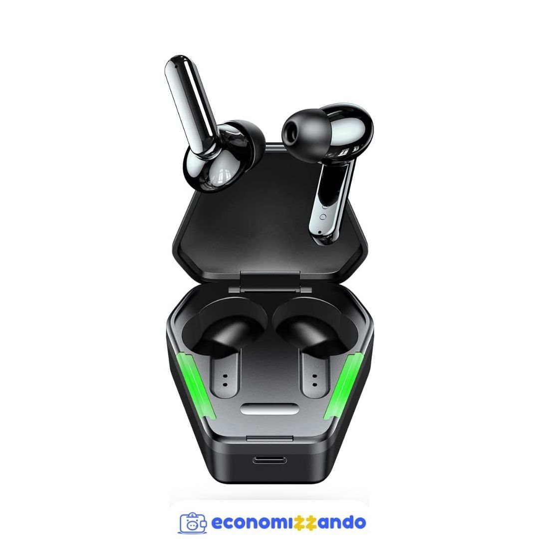 WB Fone de ouvido Gamer Bluetooth In-ear Sem fio Saga Pro TWS 13 Horas de Bateria Com Microfone e Led - Preto