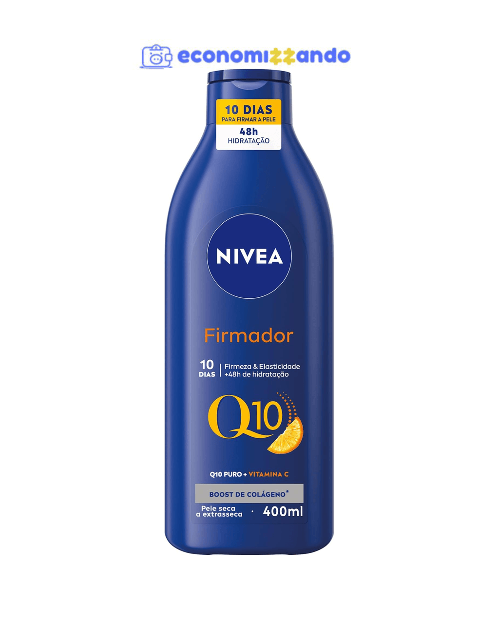 NIVEA Hidratante Firmador Q10 Vitamina C Pele Seca - Hidratante que melhora a elasticidade da pele em 10 dias, previne a flacidez e ainda hidrata intensamente, ideal para pele seca - 400ml