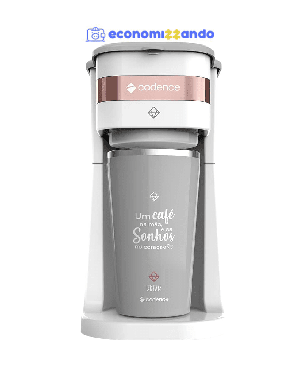 Cafeteira Elétrica Cadence Dream Rosé Gold com Copo Térmico - 220V