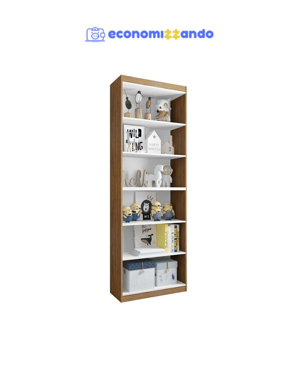 Estante Organizador Livreiro Prateleira Para Sala Quarto Escritório Gold 2 Módulos - Nature/Branco