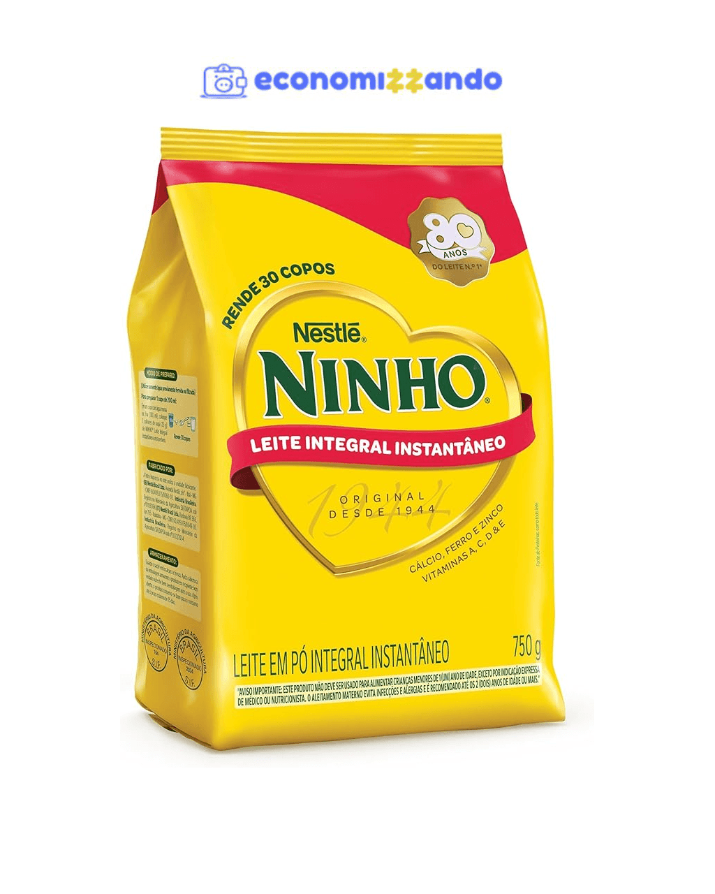 Leite em Pó Ninho Integral Instantâneo Sachê 750g