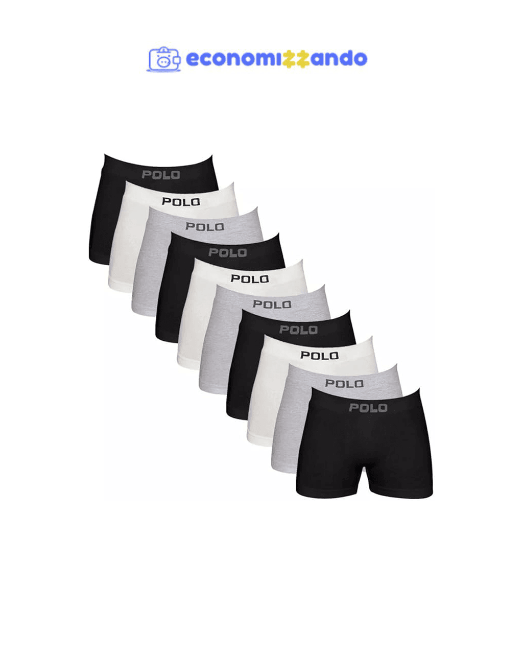 POLO STAR- Kit 10 Cueca Boxer Polo 100% Algodão Box Masculina (GG)