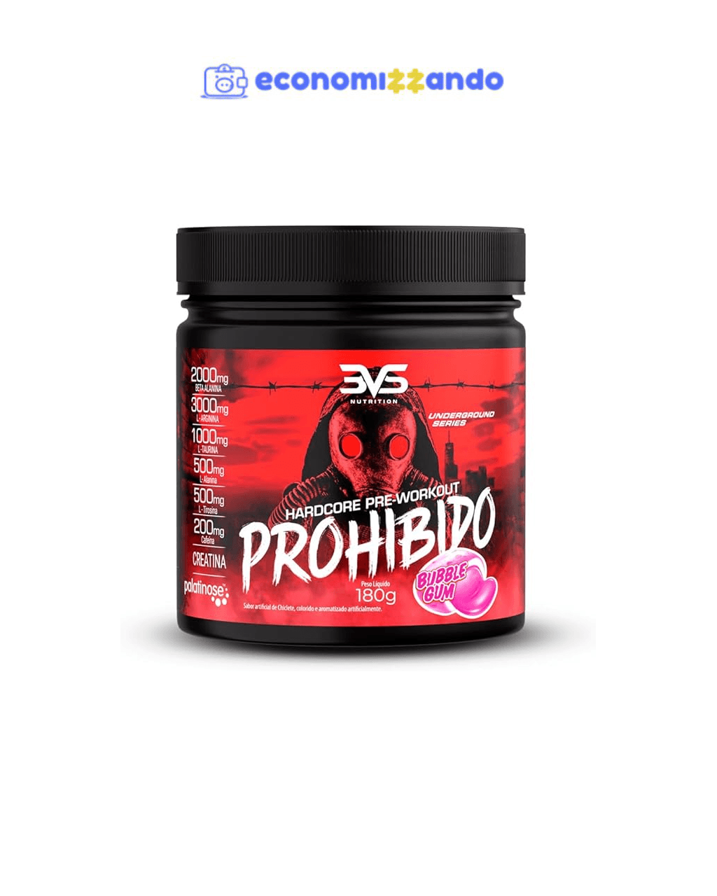 3VS Nutrition Pré Treino Prohibido 180g Sabor Chiclete