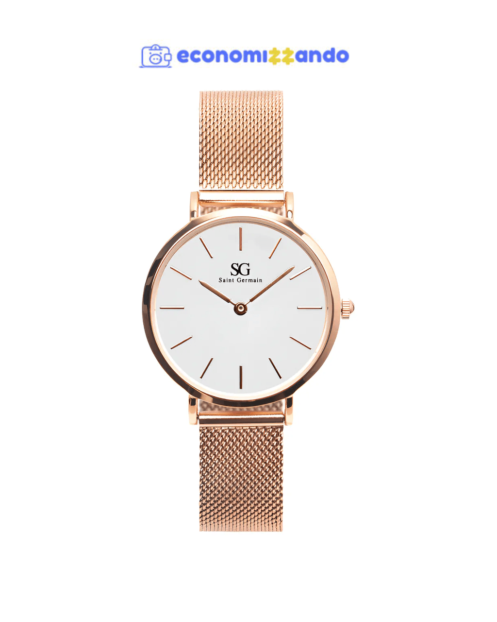 Relógio Feminino Dourado Rosé Saint Germain Nolita Rosé Gold 32mm fundo Branco