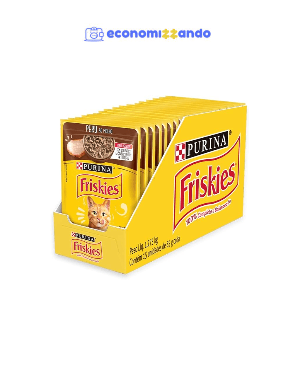 Pack Ração Úmida Friskies Para Gatos Adultos Sabor Peru Ao Molho - Com 15 Sachês 85g