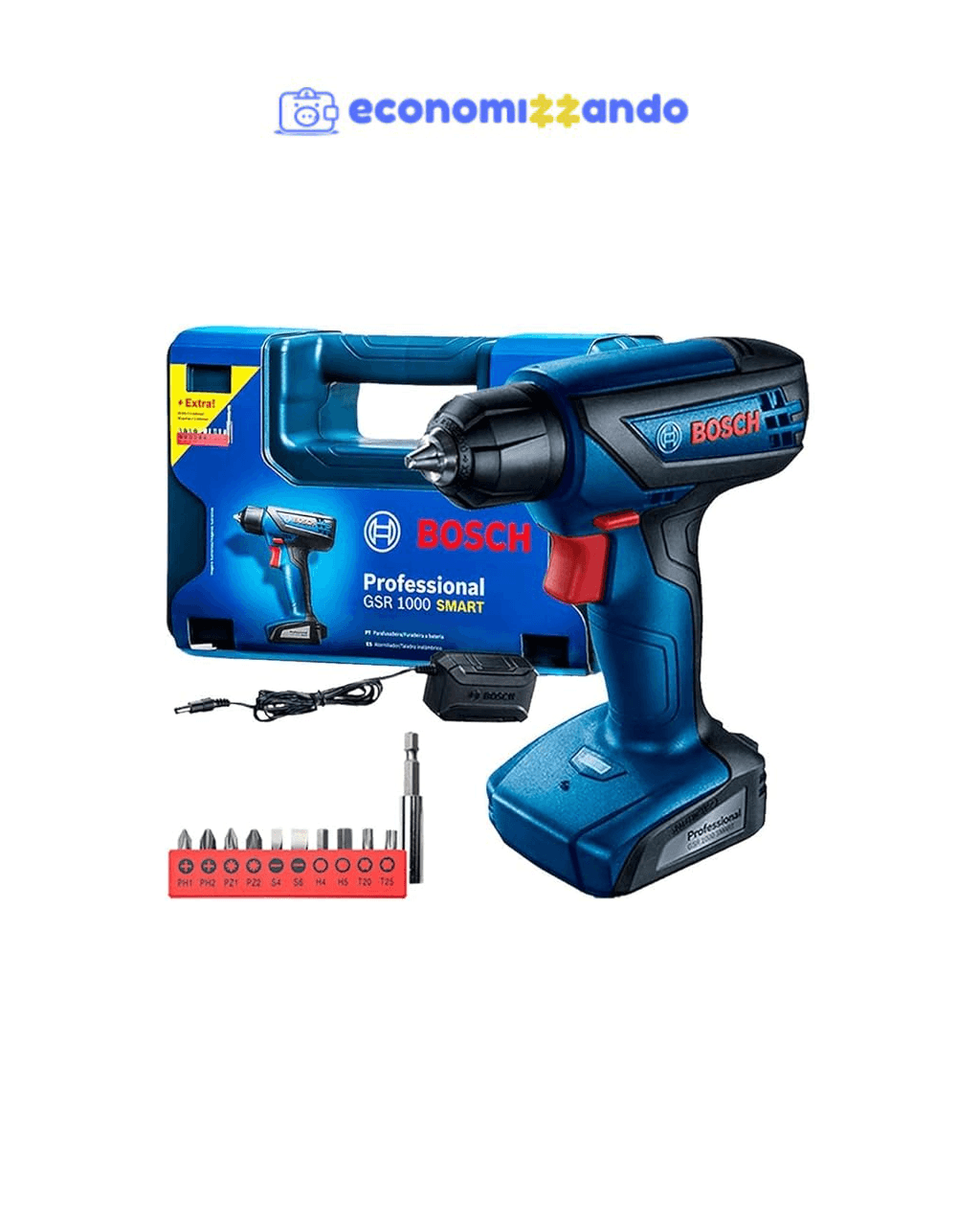 Bosch Furadeira Parafusadeira GSR 1000 Smart, Com Acessórios, 12 Volts