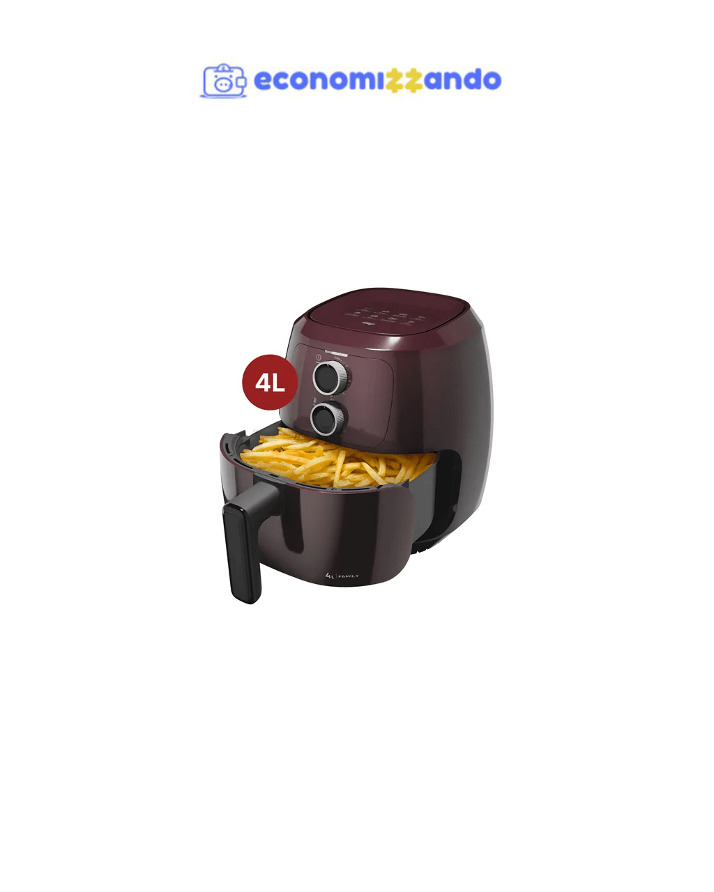 Fritadeira Elétrica WAP Air Fryer Family 4L Antiaderente Vermelha 1500W - 127V