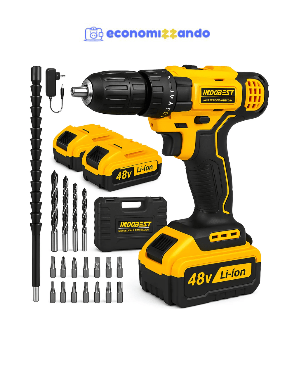 Parafusadeira Furadeira Sem Fio 48 2 Baterias 340w C/brocas Preto
