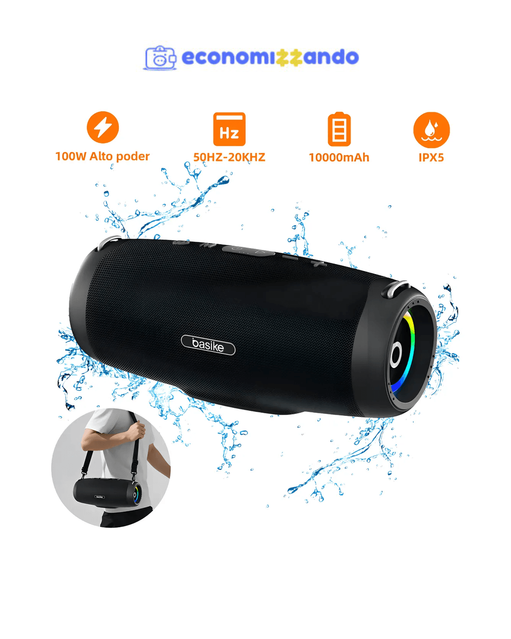 Caixa De Som Bluetooth 100w 10000mah Tws Ipx5 Boombox Portátil Para Festa Caixa Som Bass Boost Estéreo Alta Hifi Ajuste Graves / Agudos Com Rgb Luzes Led