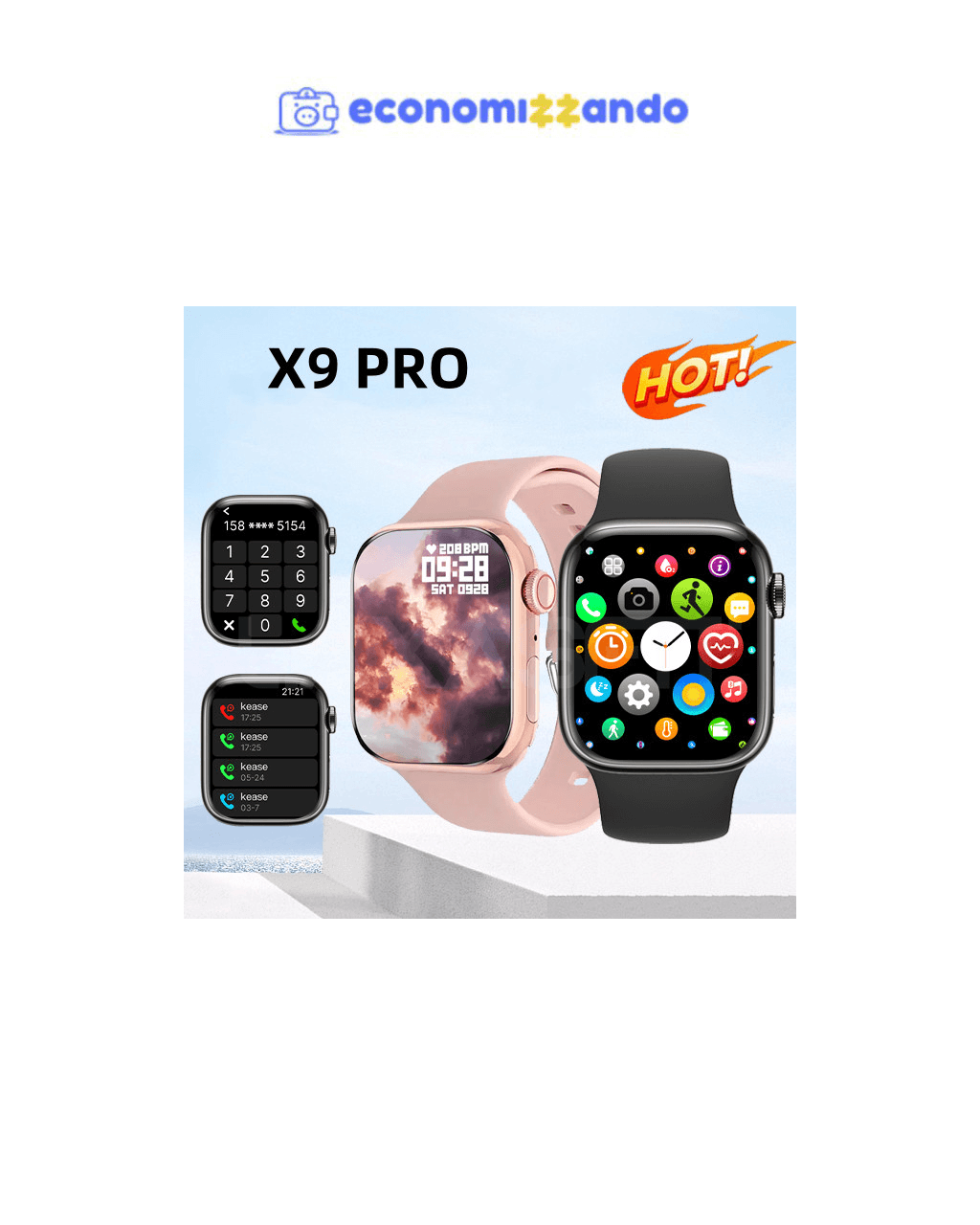 Relógio Smartwatch Original X9 Pro Série 45mm, GPS, NFC, Monitor de Pressão Arterial – São Paulo, Estoque Disponível