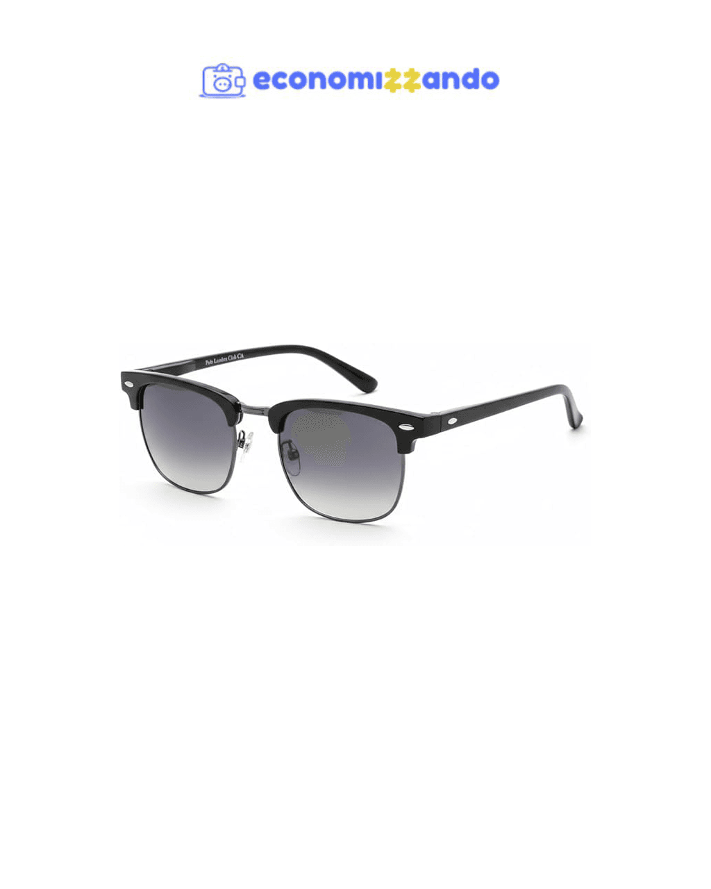 Óculos de Sol Polo London Club, estilo Club Master Quadrado Com Lentes Fume Preto contém com Case ECO, Unissex