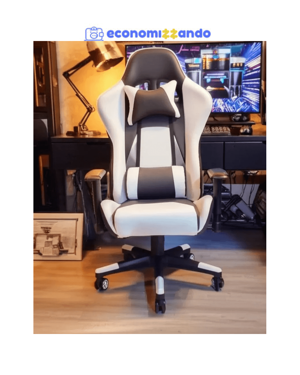 Cadeira de escritório Urban Design SA-R-4 gamer ergonômica branca com estofado de couro sintético