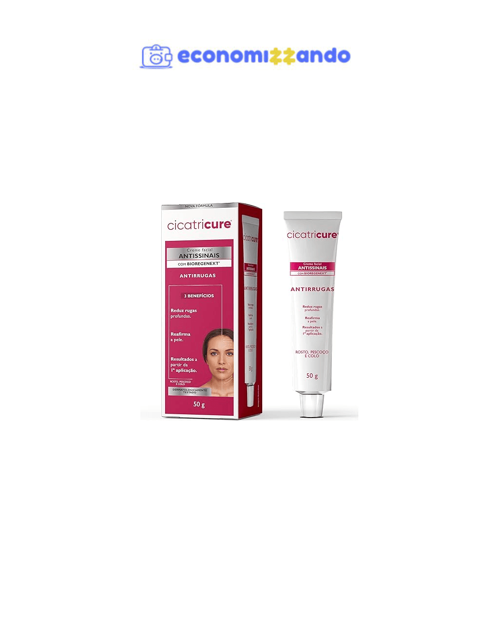 Cicatricure Creme Facial Antirrugas Antissinais com BIOREGENEXT, Reduz Rugas Profundas, Reafirma a Pele, Hidratante para Área dos Olhos, Resultados desde 1ª Aplicação, Combate Olheiras 60g