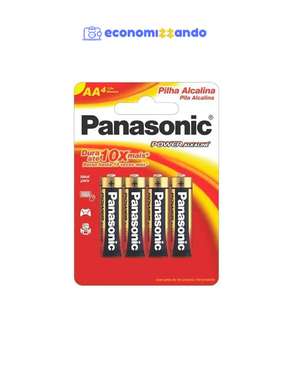Panasonic Pilha Alcalina Pequena Aa Com 4 Lr6Xab/4B192 Pacote De 4