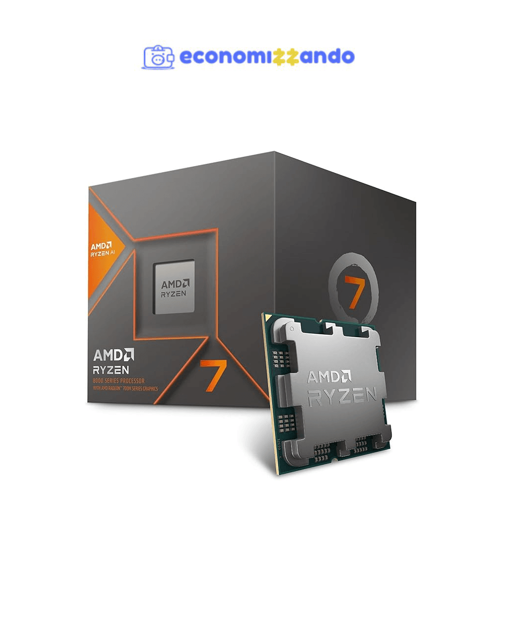 Processador AMD Ryzen 7 8700G Box (AM5/8 Cores/16 Threads/5.1GHz/24MB Cache/AMD Radeon/AMD Ryzen AI/Sem Cooler)