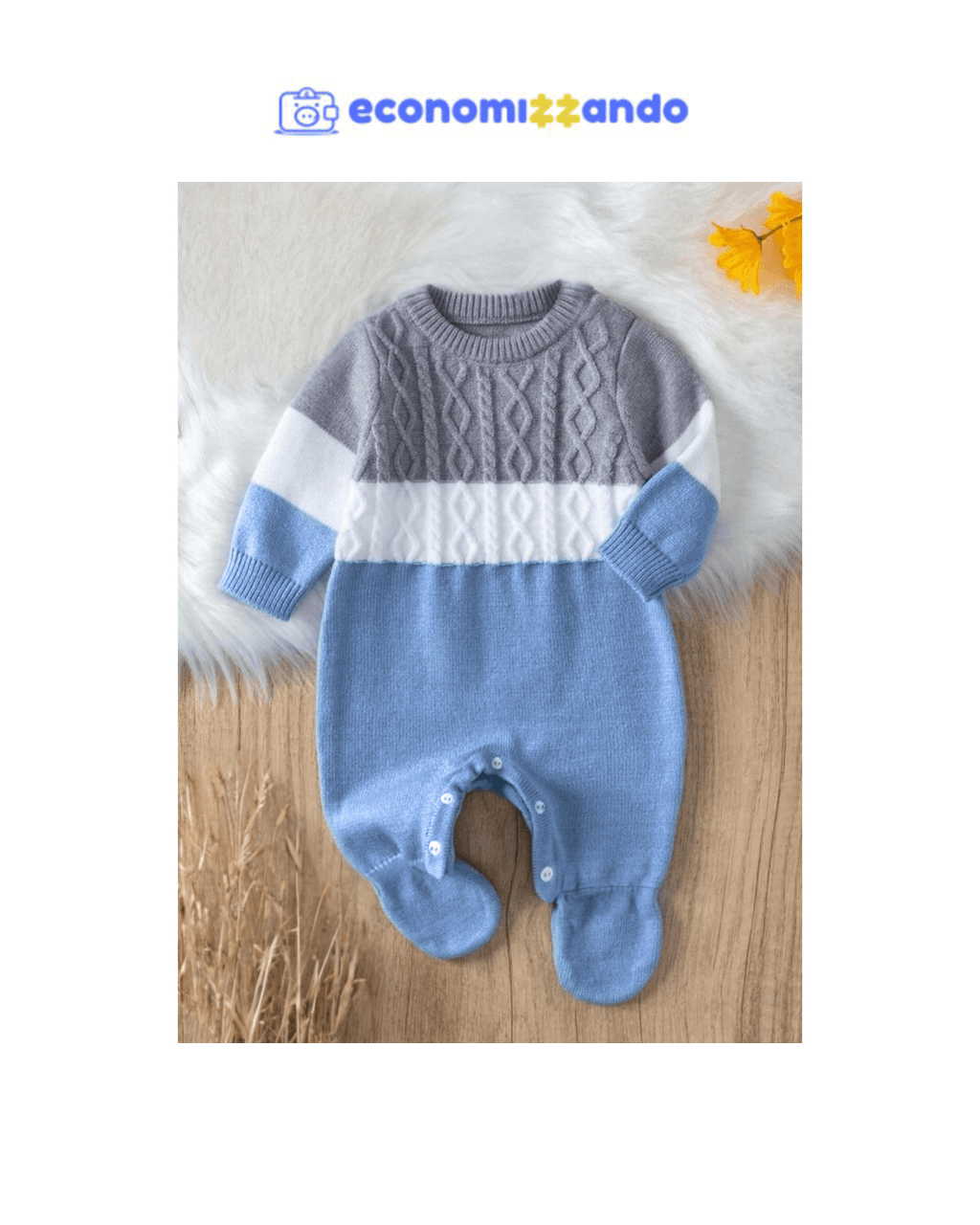 Macacão para bebê menino em tricô