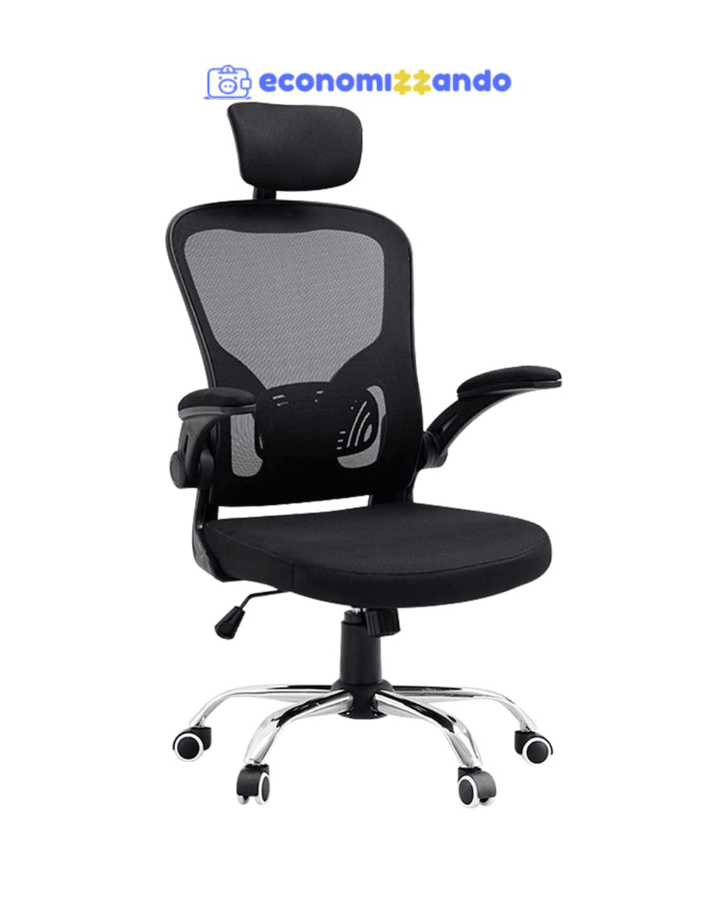 Cadeira de escritório ergonômica com estofado de mesh（Preto）