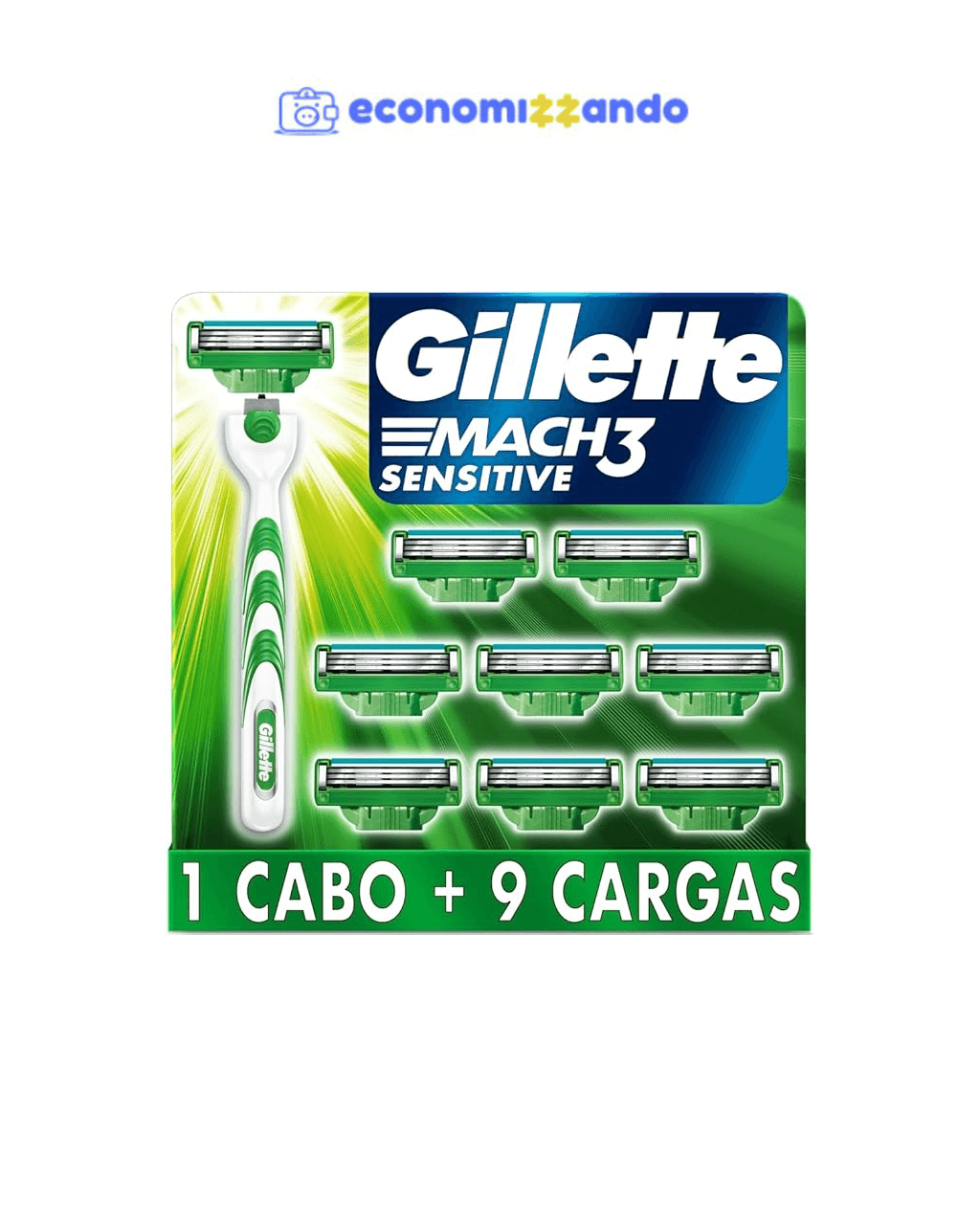 Gillette Aparelho De Barbear Mach3 Sensitive + 9 Cargas