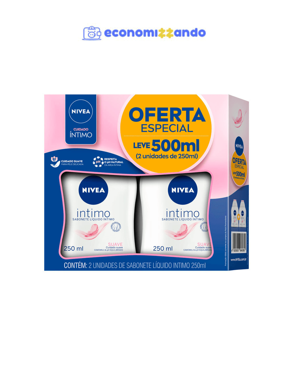 Sabonete Líquido Íntimo Nivea Suave Camomila 2 Unidades 250ml cada