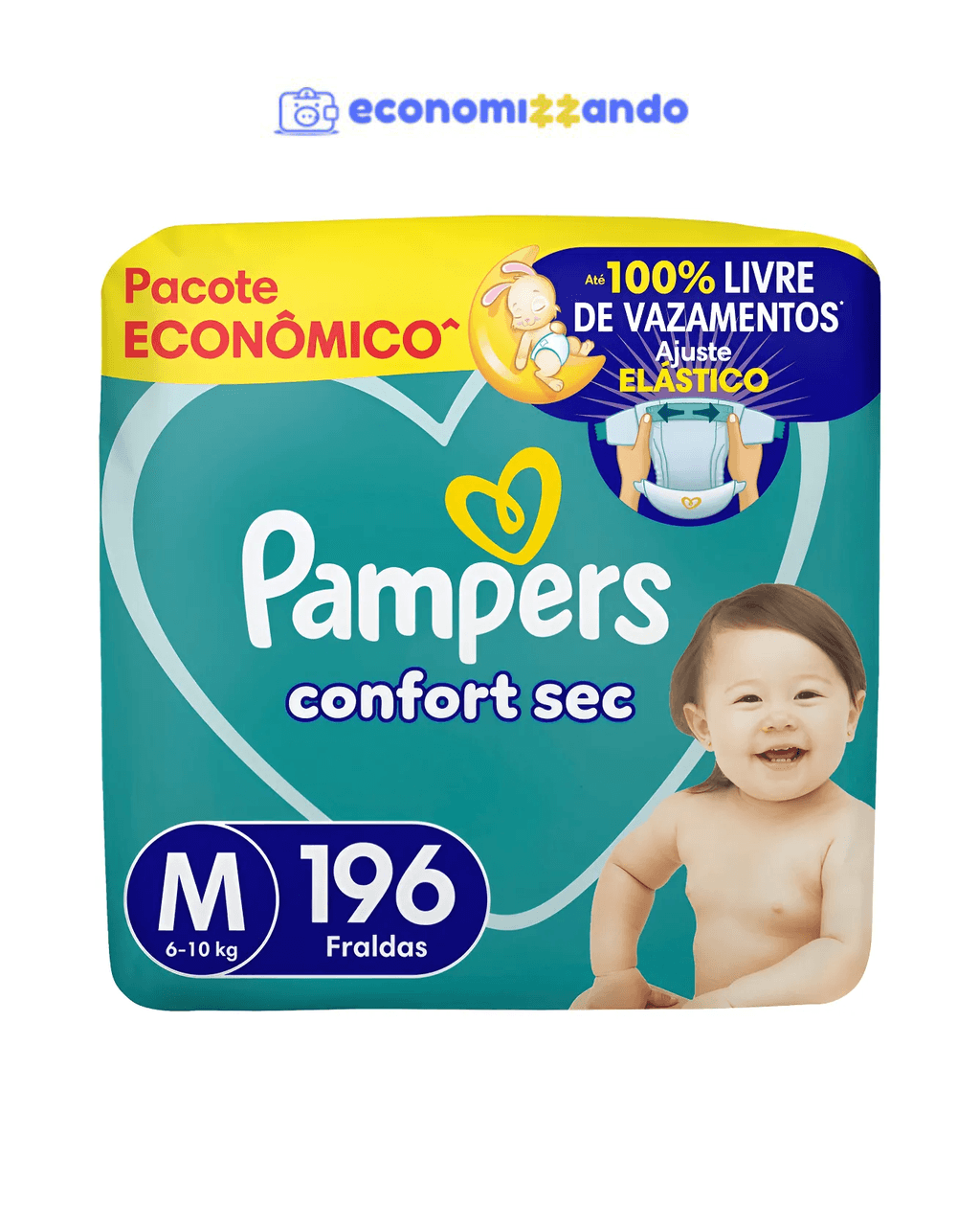 Fralda Pampers Confort Sec Tamanho M 196 Unidades