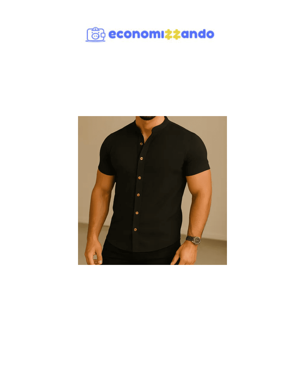 Camisa Manga Curta Gola Padre Masculina Festa Trabalho