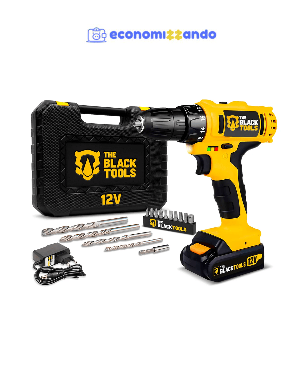 Parafusadeira Furadeira Sem Fio The Black Tools Bateria Cor Amarelo e Preto Frequência 60