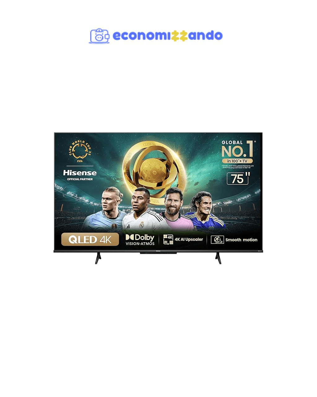 Hisense Smart TV UHD 4K QLED 75" Polegadas 75Q6N Google TV com HDR10 , Dolby Atmos, Modo Esporte, Modo Jogo Plus e Compatível com Alexa