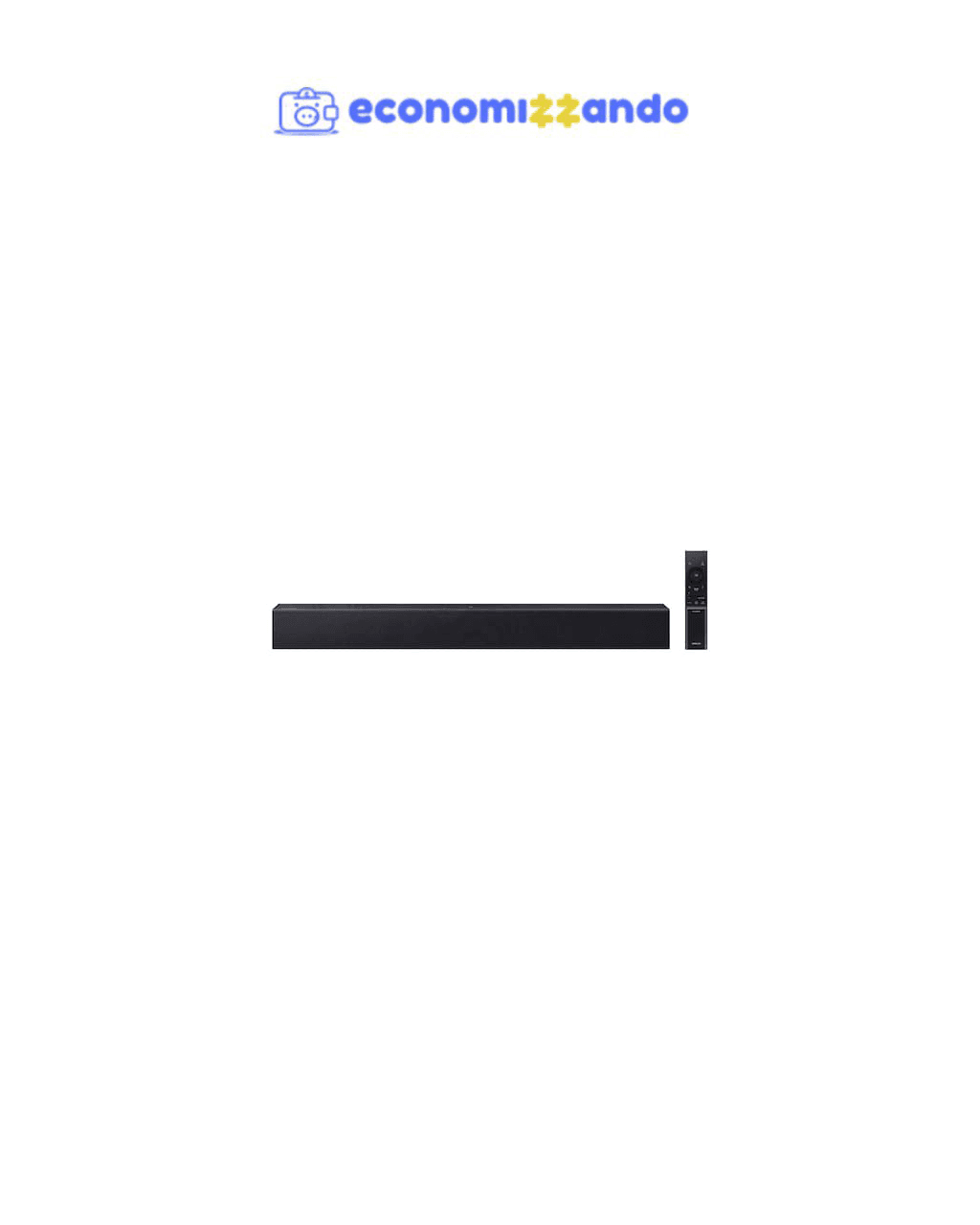Soundbar Samsung HW-B400F, com 2.0 canais, Bluetooth, Subwoofer integrado e HDMI ARC
