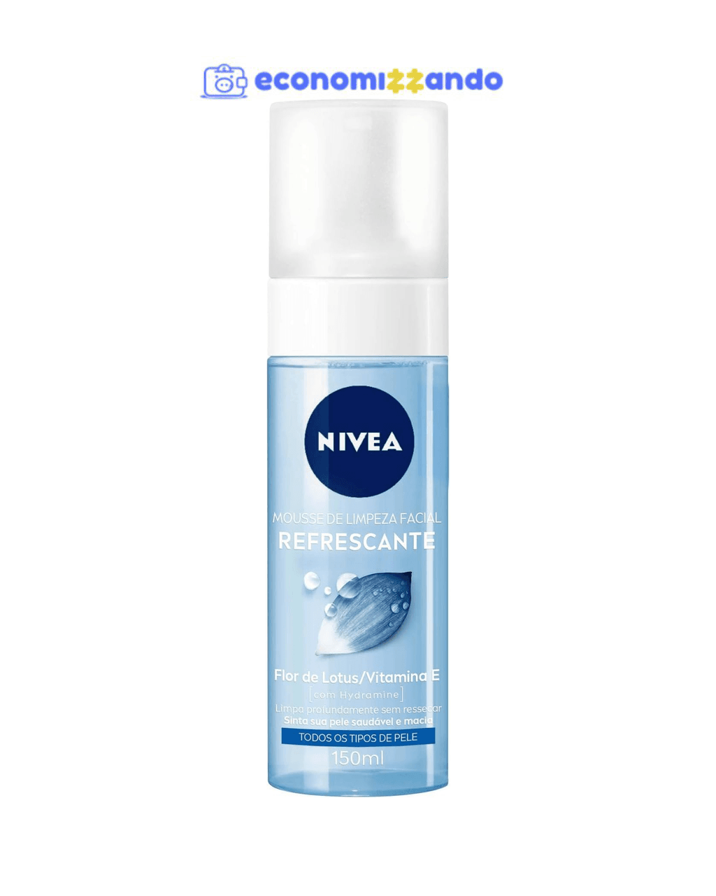 NIVEA Mousse de Limpeza Facial 150ml - Limpa todas as impurezas e resíduos de maquiagem, rico em vitaminas, revigora a pele e deixa uma sensação refrescante de hidratação
