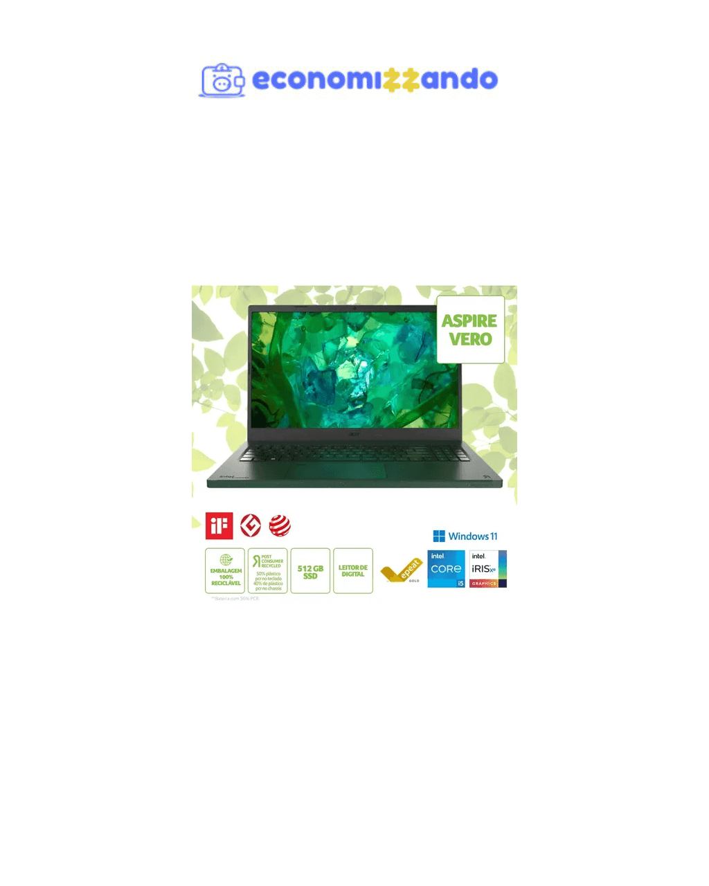 Notebook Acer Vero AV15-53P-56HM Intel® Core™ i5 – 1335U 