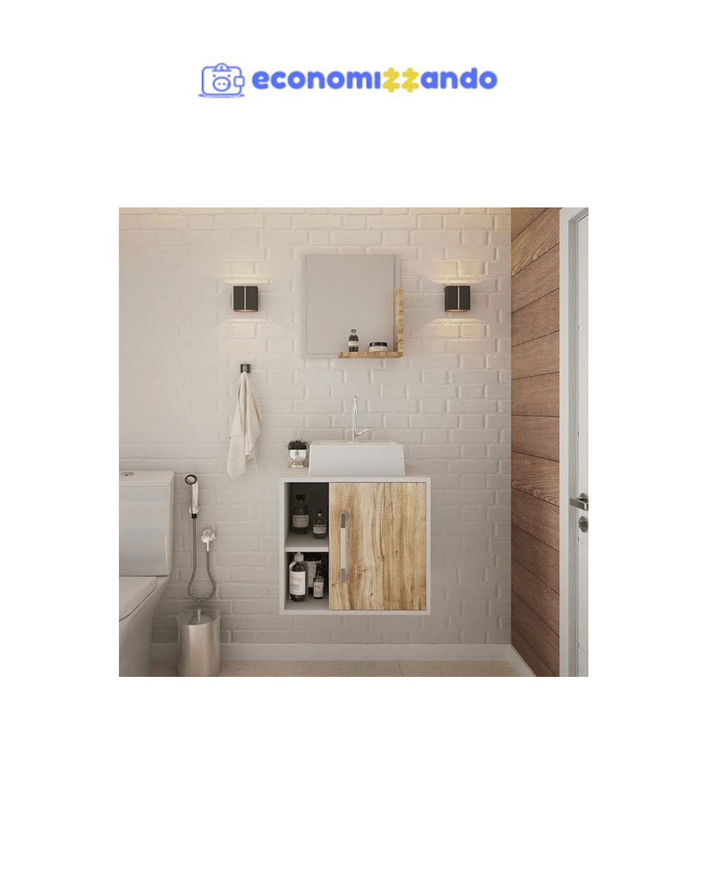 Gabinete P/Banheiro C/cuba Q32 e Espelheira Soft 50cm