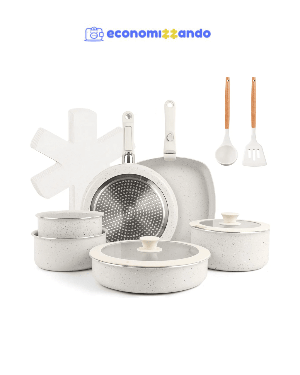 Jogo De Panelas Indução/gás Fundo Triplo Cerâmico 18 Pçs
