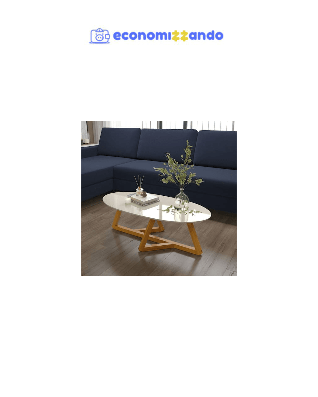Mesa de Centro Classic Tebarrot Off White/Amêndoa - Bege