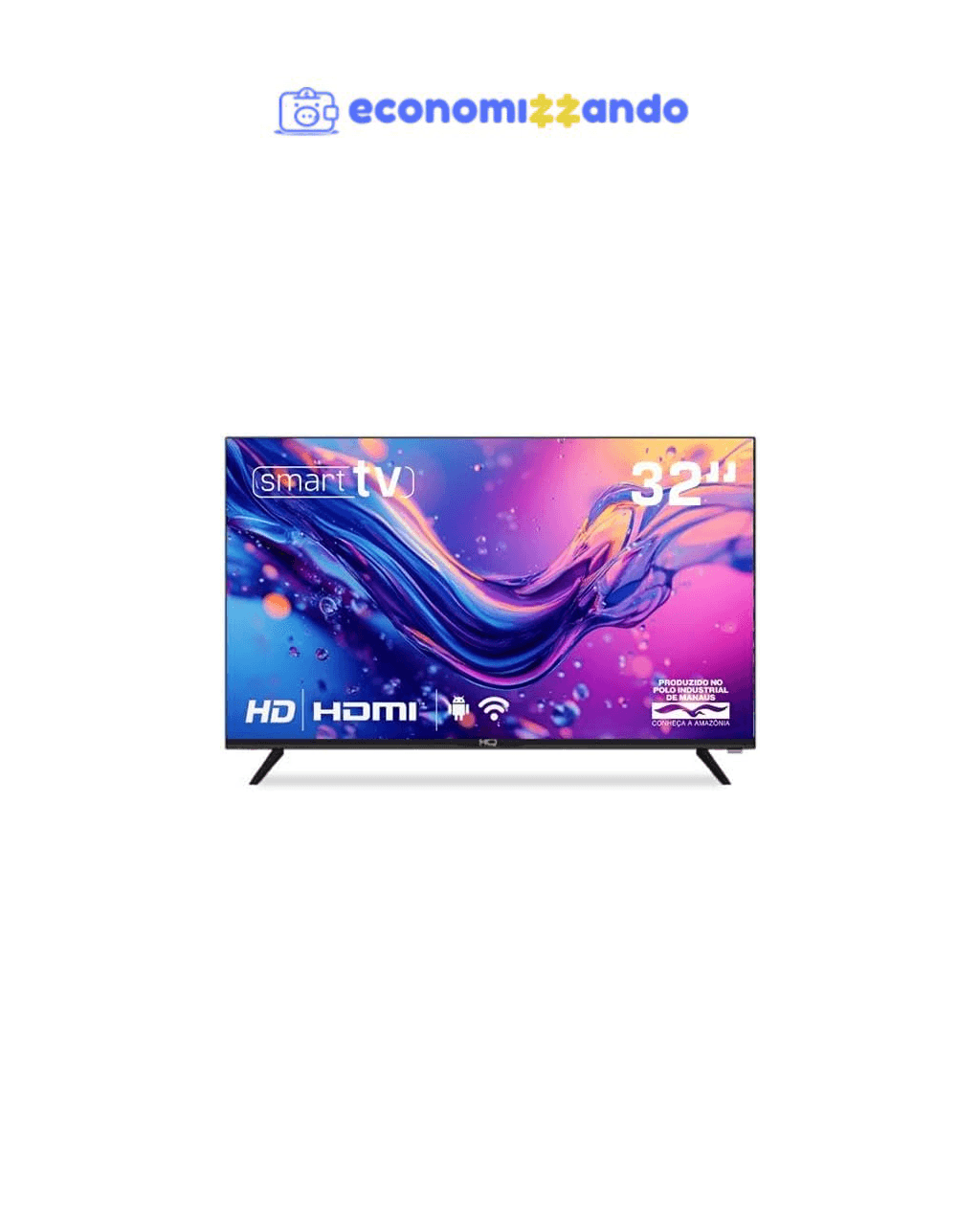 Smart TV HQ 32" HD Tela sem Bordas Sistema Android Design Slim HQS32NKHM