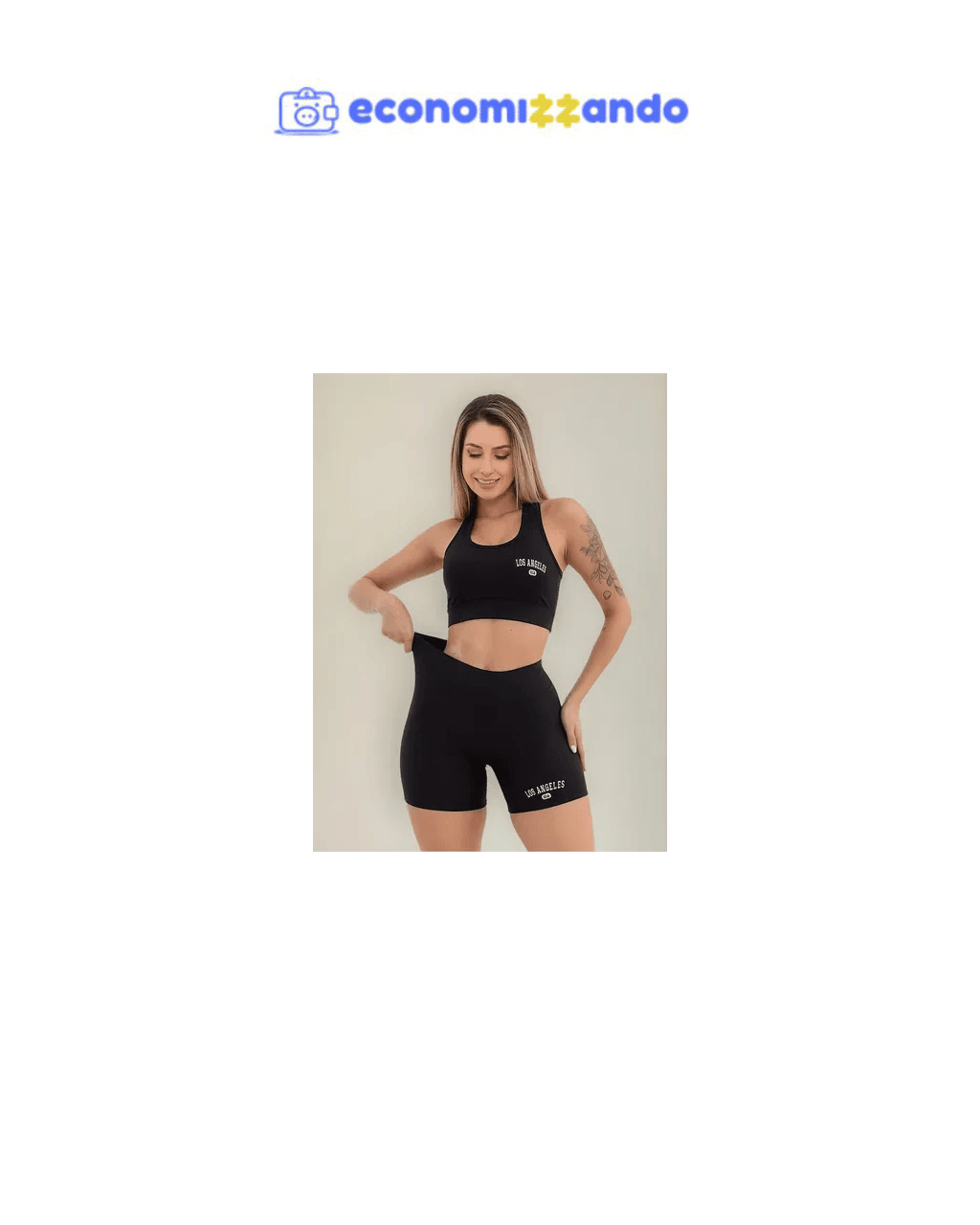 Conjunto Top Shorts Feminino Los Angeles Slim Moda Academia