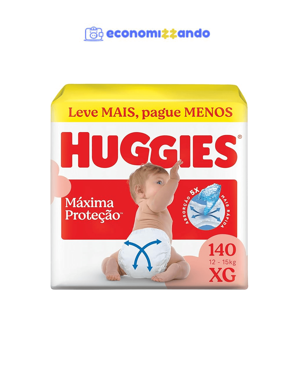 Fralda Descartável Huggies Máxima Proteção Tamanho XG 140 unidades