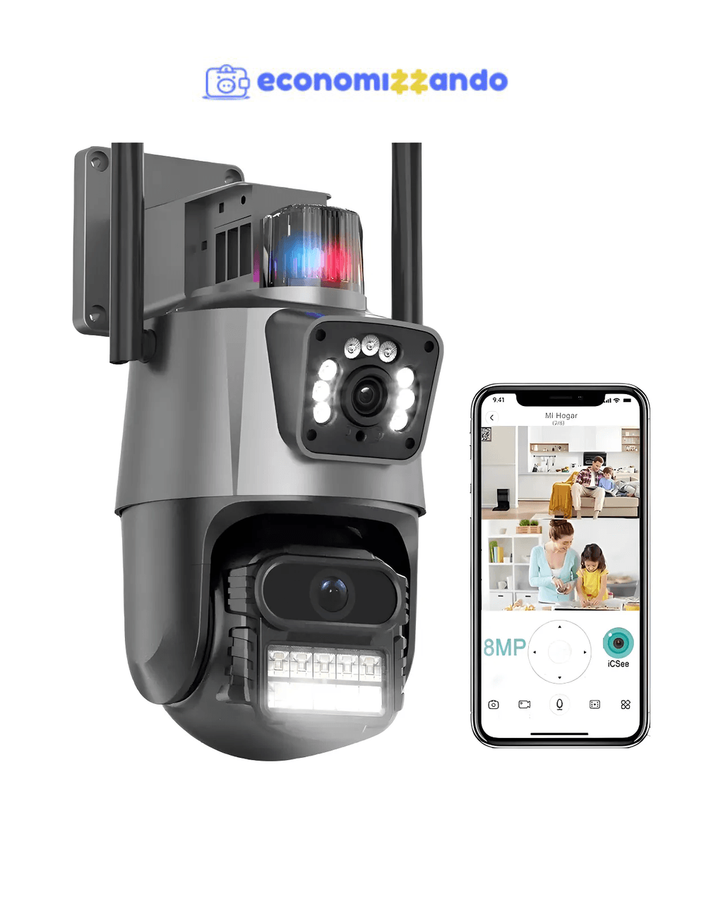 Câmera segurança Ip Wifi P11-qq6 Lente Dupla 6mp app Icsee cor preto Estary Shop