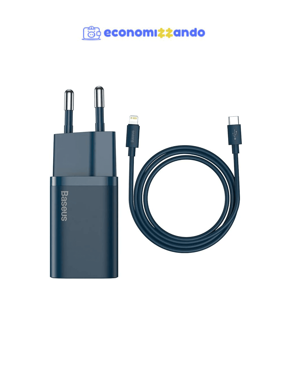 Baseus Kit Carregador Super Si Turbo de 20W/25w Cabo de 1 metro, USB-C para USB-C/USB-C para Lightning, Turbo Pd Android/Iphone/Ipad/notebook (Azul 20W)