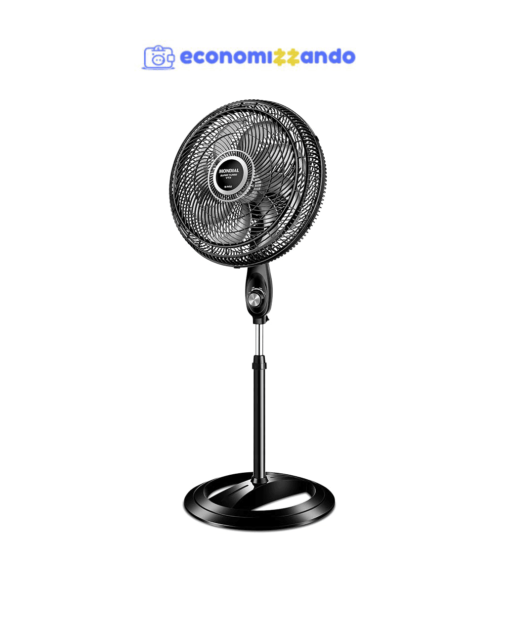 Ventilador Coluna 40cm Super Turbo 8 Pás, Mondial, Preto/Prata, 140W, 110V - VTX-40C-8P