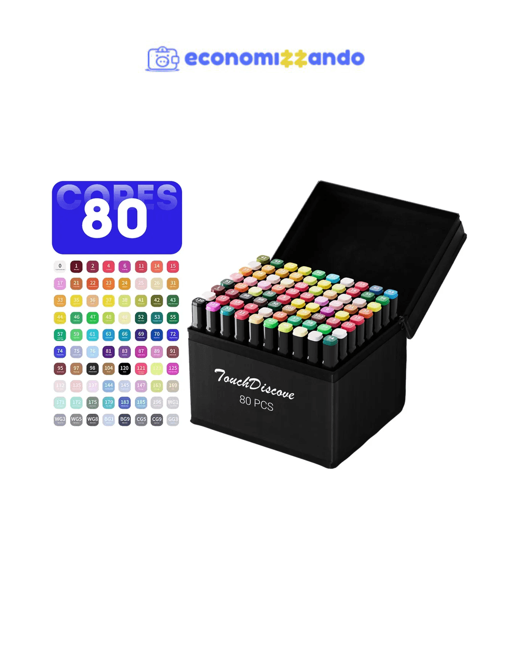 Conjunto Canetas Marcador Canetinha Ponta Dupla 80 Cores Kit